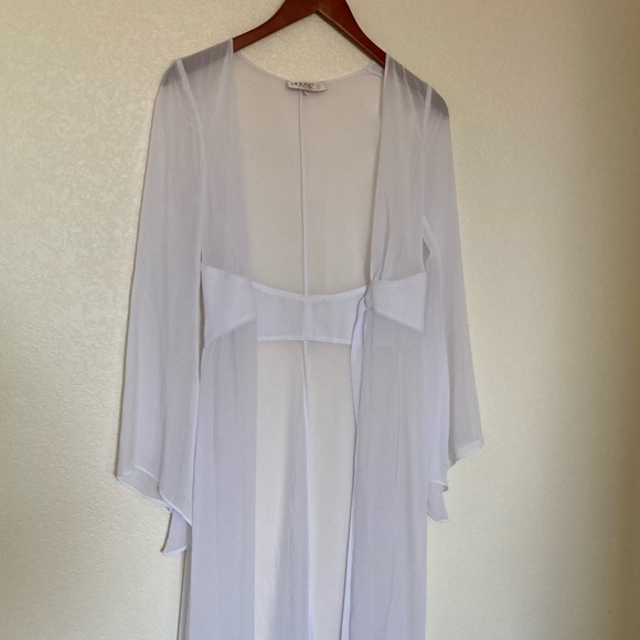 RARE: HOUSE OF CB Evisa Bridal Robe Peignoir XS Extra Small White Sheer Cover Up - Picture 8 of 14
